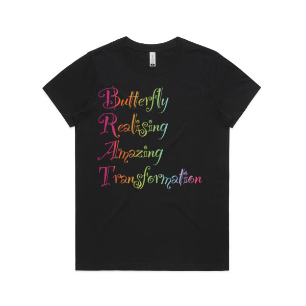Butterfly Front Print - AS Colour Womens Maple Organic Tee Thumbnail